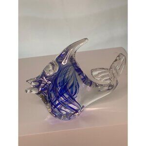 1992 Prestige Art Glass Fish Figurine Paperweight Blue 3.25" Tall